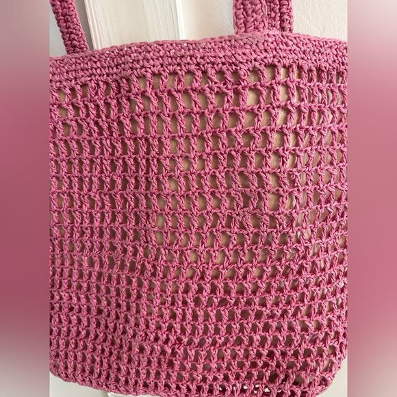 Madewell The Transport Tote: Straw Edition Pink - Picture 4 of 6